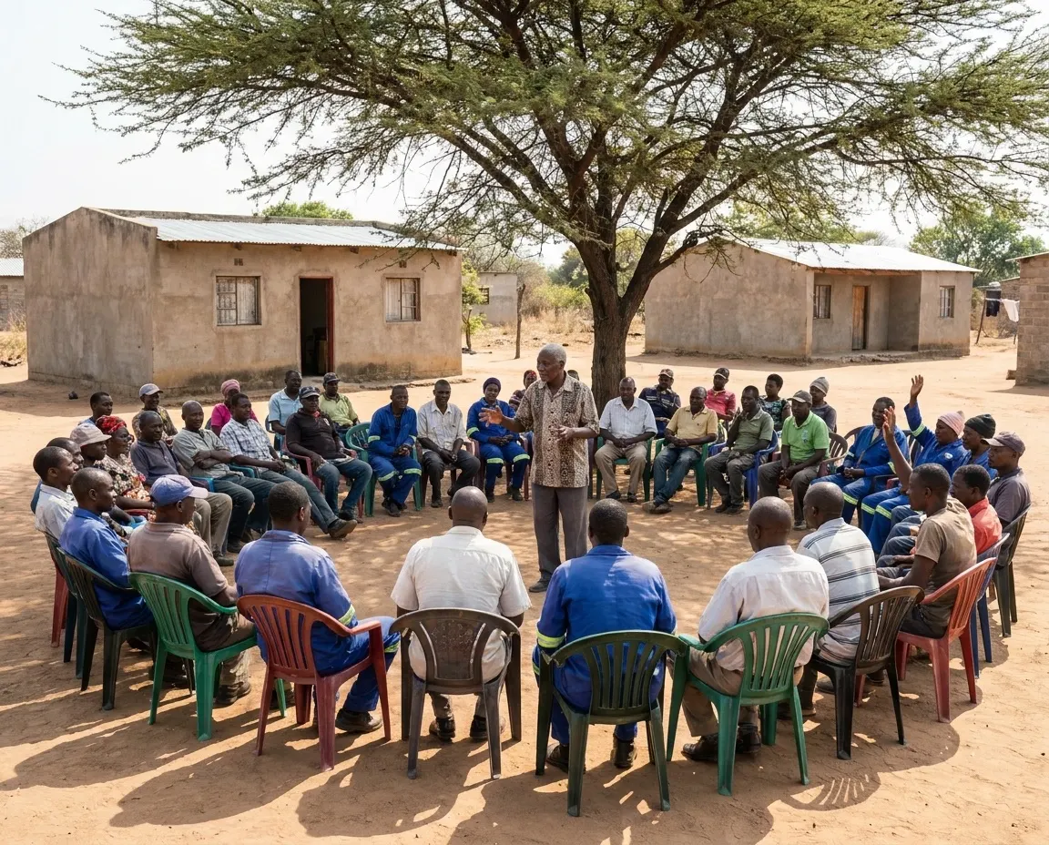 Community partnership meeting in a village bordering the Greater Kruger