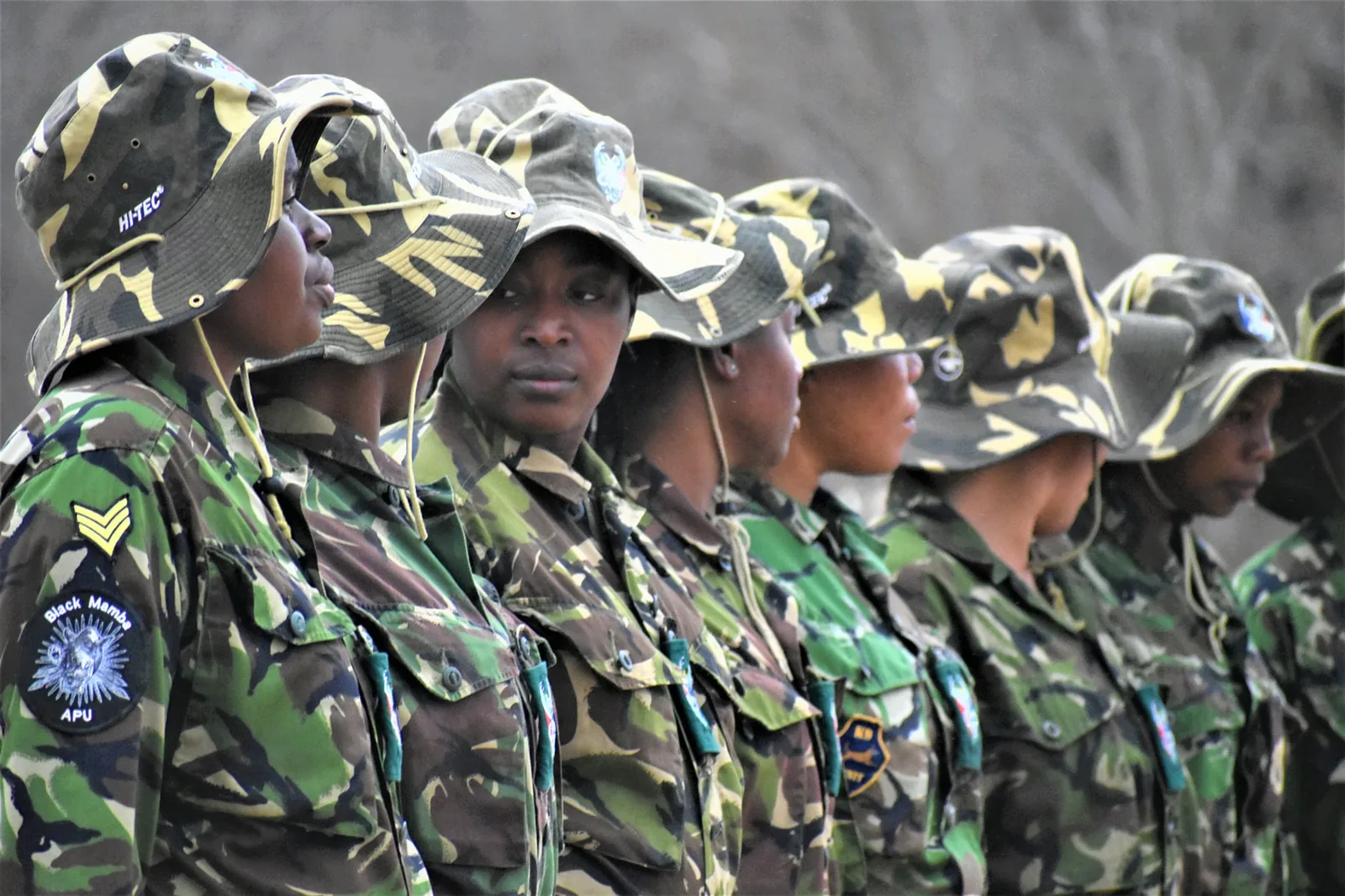 Rangers of the Black Mamba Anti-Poaching Unit on parade in the Greater Kruger