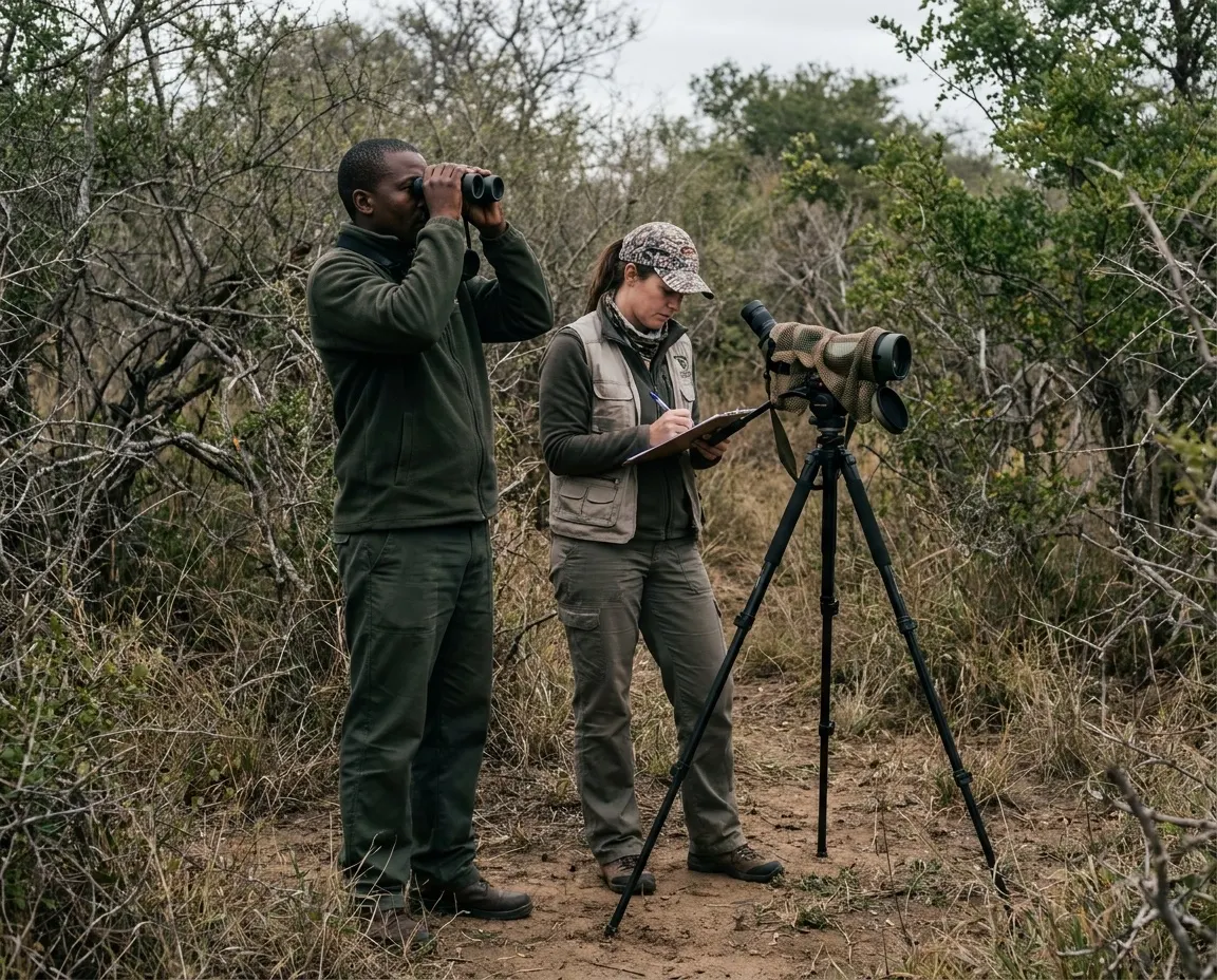 Field researchers conducting a wildlife study in the Greater Kruger